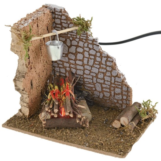 Functioning corner fire with flame effect lamp cm