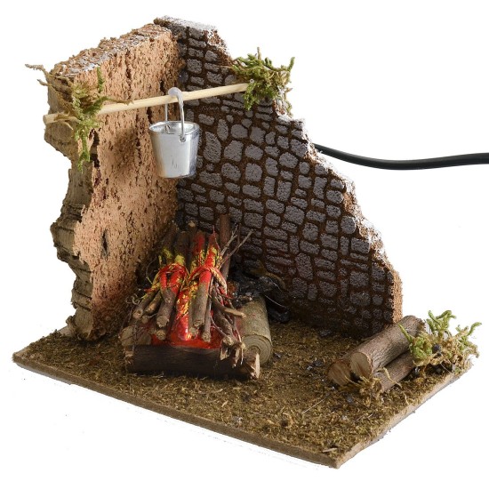 Corner fire working with flame effect lamp 15x10x12.5 cm h
