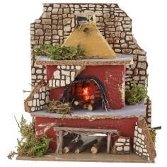 Horno con lámpara efecto llama funcionando cm 15x10x17 h