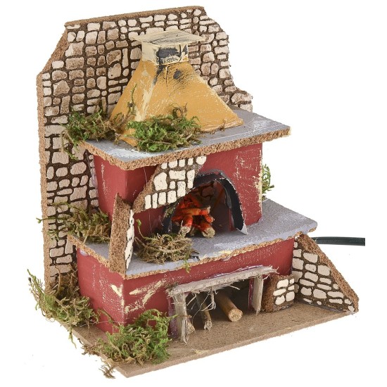 Horno con lámpara efecto llama funcionando cm 15x10x17 h