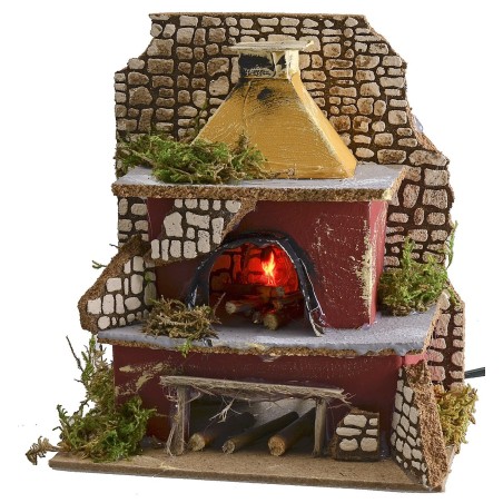 Horno con lámpara efecto llama funcionando cm 15x10x17 h