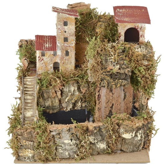 Paesaggio con cascata a velo funzionante cm 24x21x25 h