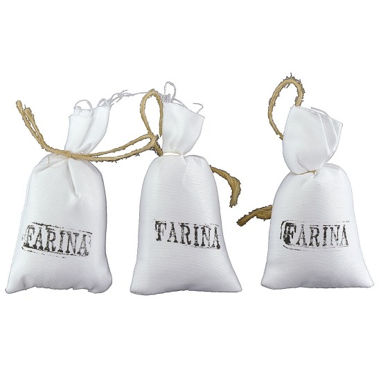Set 3 sacchi di farina Iin tessuto cm 5x7 h