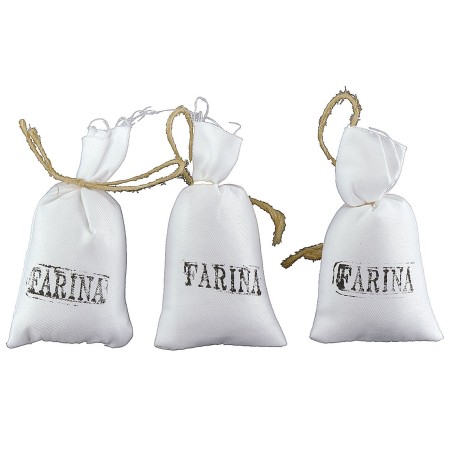 Set 3 sacchi di farina Iin tessuto cm 5x7 h