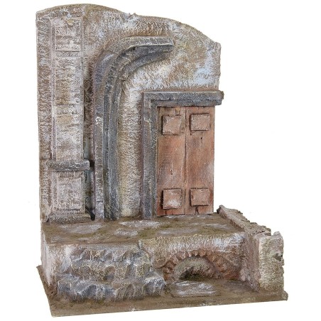 Rudere di tempio antico con portone cm 24x16,5x30 h per statue