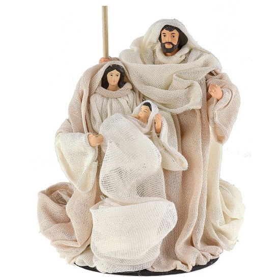 Natività con vestiti in tessuto cm ø 10x16,5 h