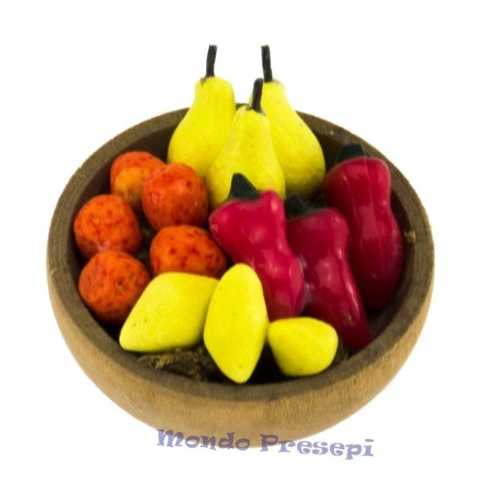 Cuenco de madera con frutas ø 3 cm Mundo Pesebres
