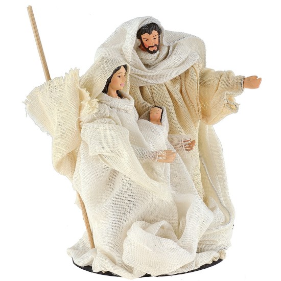 Natività bianca monoblocco abiti in tessuto cm ø 10x16,5 h