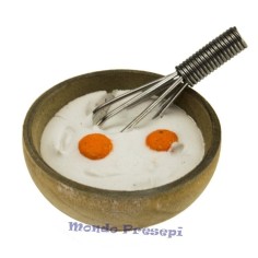 Ciotola in legno con impasto e frusta ø 3 cm -presepe Mondo