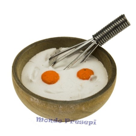 Ciotola in legno con impasto e frusta ø 3 cm -presepe Mondo