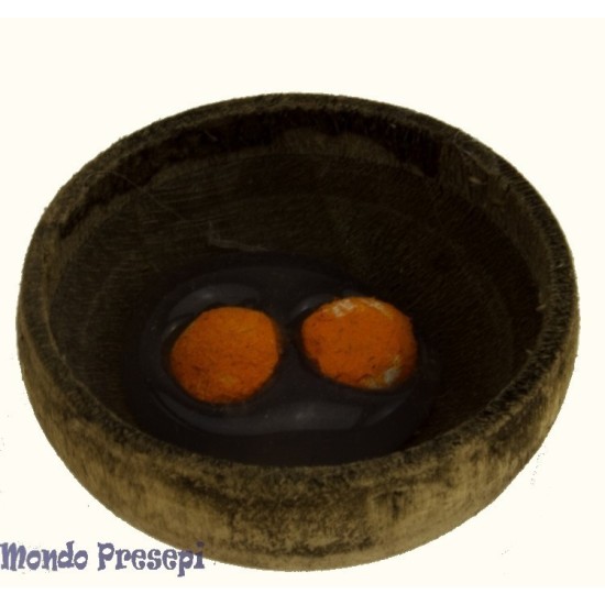 Cuenco de madera con yemas de huevo ø 2,5 cm Mundo Pesebre