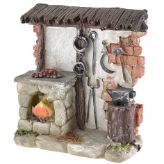 Bottega del fabbro con fuoco a batteria cm 11,5x4x12,5 h 2