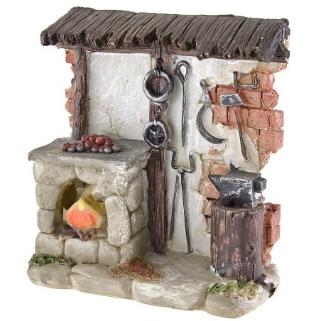 Bottega del fabbro con fuoco a batteria cm 11,5x4x12,5 h