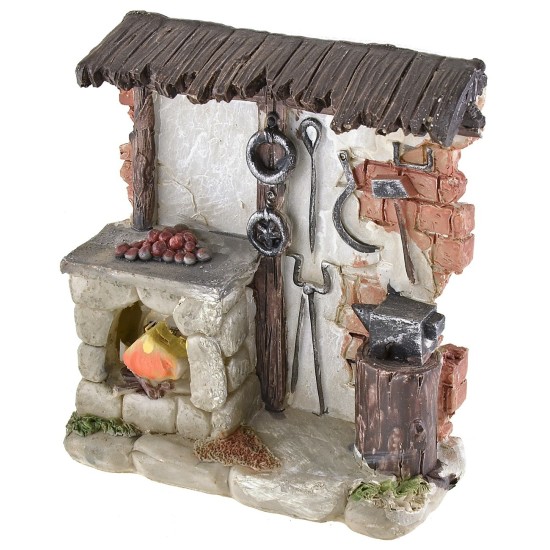 Taller del herrero con fuego a batería cm 11,5x4x12,5 h Mundo