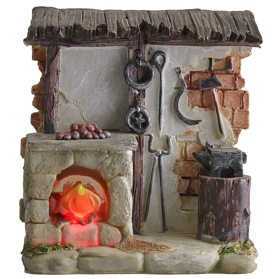Taller del herrero con fuego a batería cm 11,5x4x12,5 h