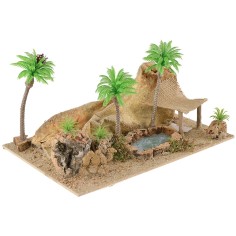 Oasis con camello de 26x18x14 cm de altura, camello, madera. 2