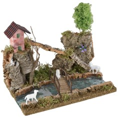 Mountain landscape with river depth effect 26x18x21.5 cm h