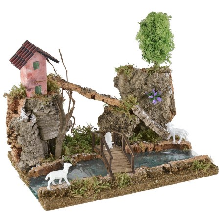 Mountain landscape with river depth effect 26x18x21.5 cm h