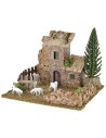 Setting for nativity scene with house and sheepfold 20x15x14 cm