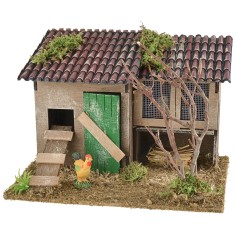 Escenario para belén con gallinero y conejera de 19x15x13 cm h