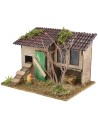 Nativity scene setting with chicken coop and rabbit hutch