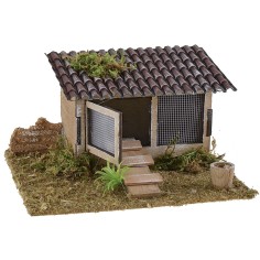 Pollaio per presepe con tetto in tegole cm 15x13x8 h