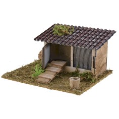 Pollaio per presepe con tetto in tegole cm 15x13x8 h 2