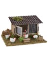 Pollaio per presepe con tetto in tegole cm 15x13x8 h