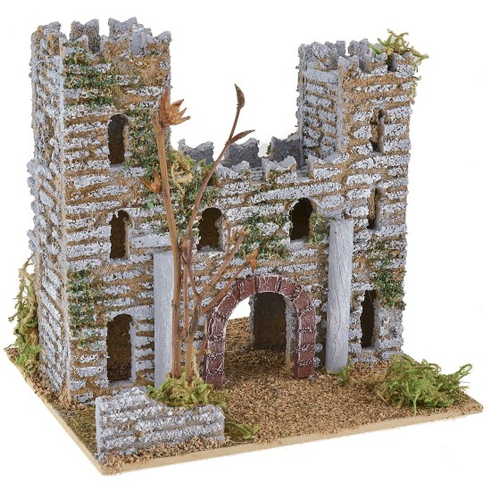 Castle for nativity scene with towers 15x13x14.5 cm h