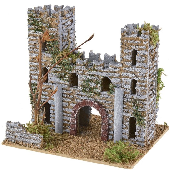 Castello per presepe con torri cm 15x13x14,5 h altezza, torri