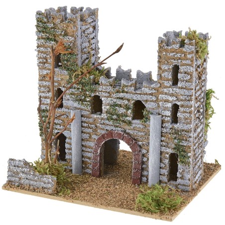 Castle for nativity scene with towers 15x13x14.5 cm h