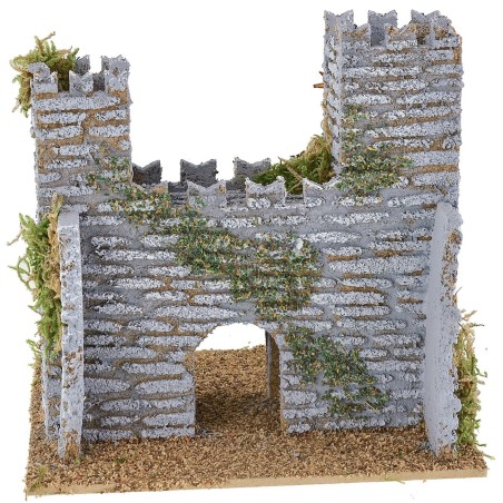 Castillo para belén con torres de 15x13x14,5 cm de altura, torres.
