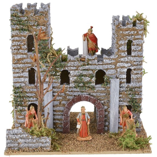Castle for nativity scene with towers 15x13x14.5 cm h