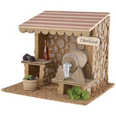 Bodega de vinos para belén de 15x13x13 cm de altura, madera, altura 2