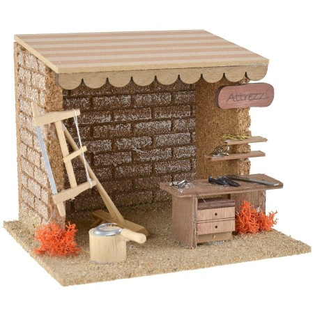 Bottega con attrezzi da lavoro per presepi cm 15x13x12,5