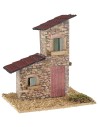 Stone house with sloping roofs for nativity scene 12x9x13 cm h