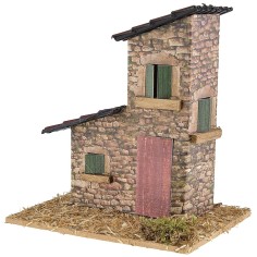 Stone house with sloping roofs for nativity scene 12x9x13 cm h 2