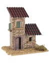 Casita doble con techos inclinados para belén de 12x9x13 cm h