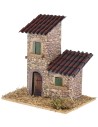 Casita doble con techos inclinados para pesebre de 12x9x13 cm h.