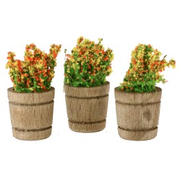Juego de 3 macetas de madera con flores para pesebre ø 1,5 cm