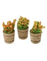 Juego de 3 macetas de madera con flores para pesebre ø 1,5 cm