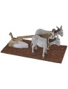 Plow with two donkeys for nativity scene 16x8x7 cm h