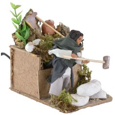 Spaccapietre in movimento per presepe 10 cm altezza, movimento 2