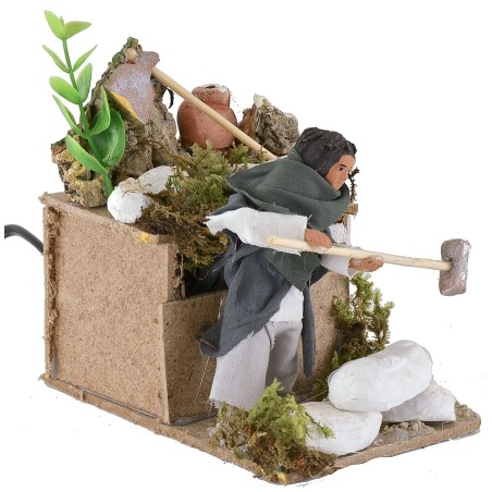 Spaccapietre in movimento per presepe 10 cm altezza, movimento
