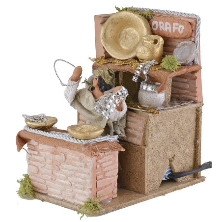 Orafo per presepe in movimento 10 cm altezza, terracotta