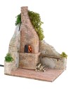 Stuccoed ruin with working oven for nativity scene 15x12x20 cm h
