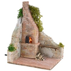 Stuccoed ruin with working oven for nativity scene 15x12x20 cm h 2