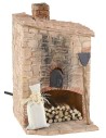 Forno stuccato con camino funzionante per presepe cm 10x10x17 h