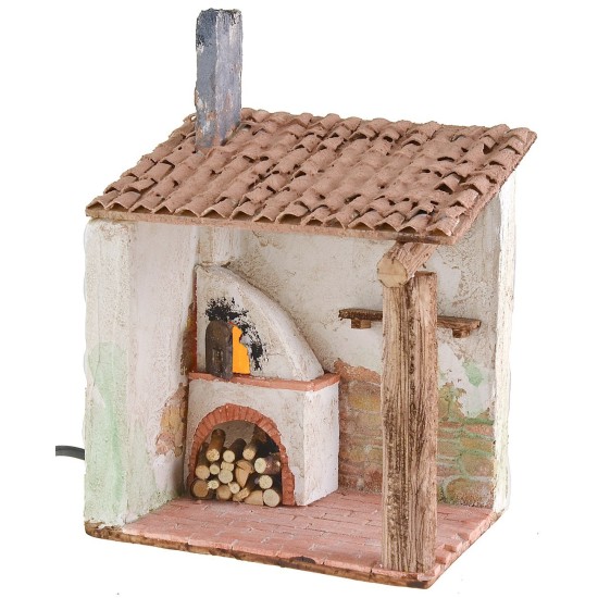 Horno estucado y funcional con tejado de 15x12x22,5 cm h