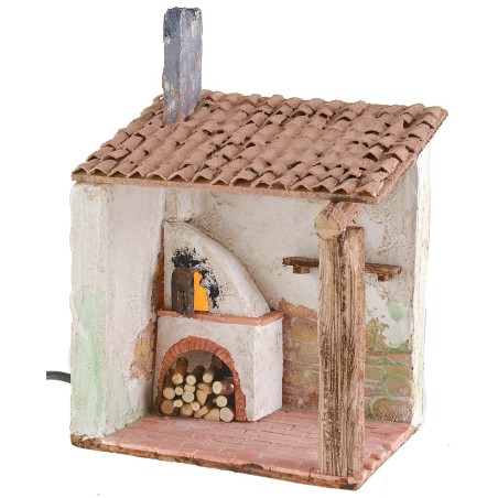 Forno stuccato con tettoia funzionante cm 15x12x22,5 h